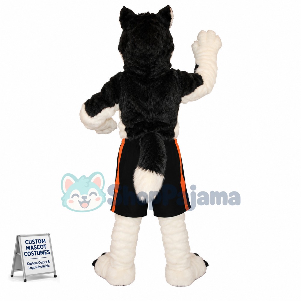 Black & White Wolf Mascot Costume