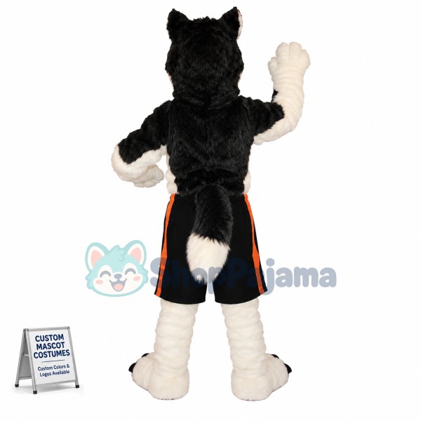 Black & White Wolf Mascot Costume
