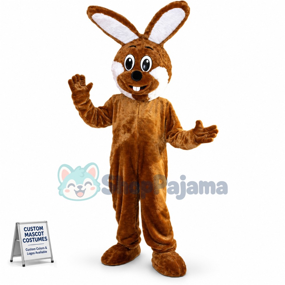 Brown & White Rabbit Mascot Costume