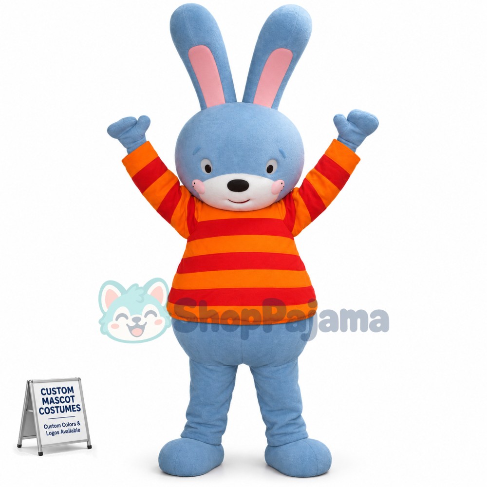 High Blue Bunny Mascot Costume