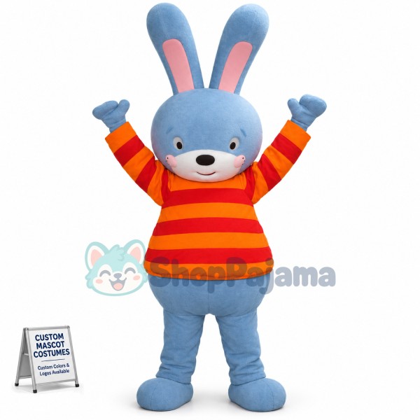 High Blue Bunny Mascot Costume