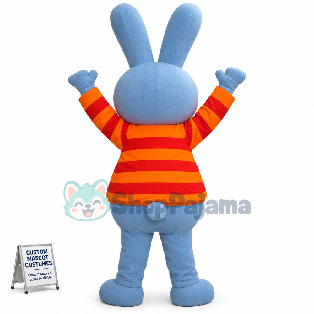 High Blue Bunny Mascot Costume