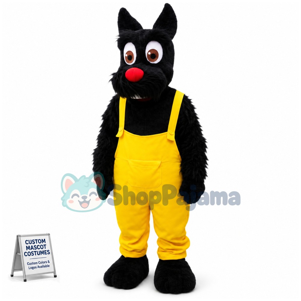 Big Eye Black Dog Mascot Costume