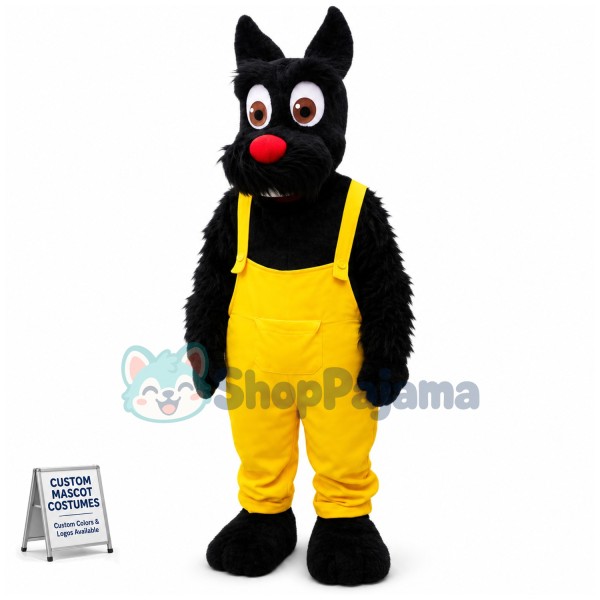 Big Eye Black Dog Mascot Costume