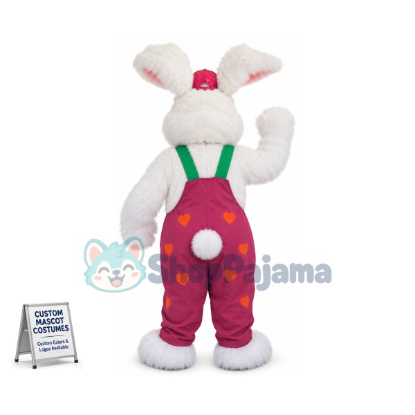 Cute White Furry Rabbit Mascot Costume
