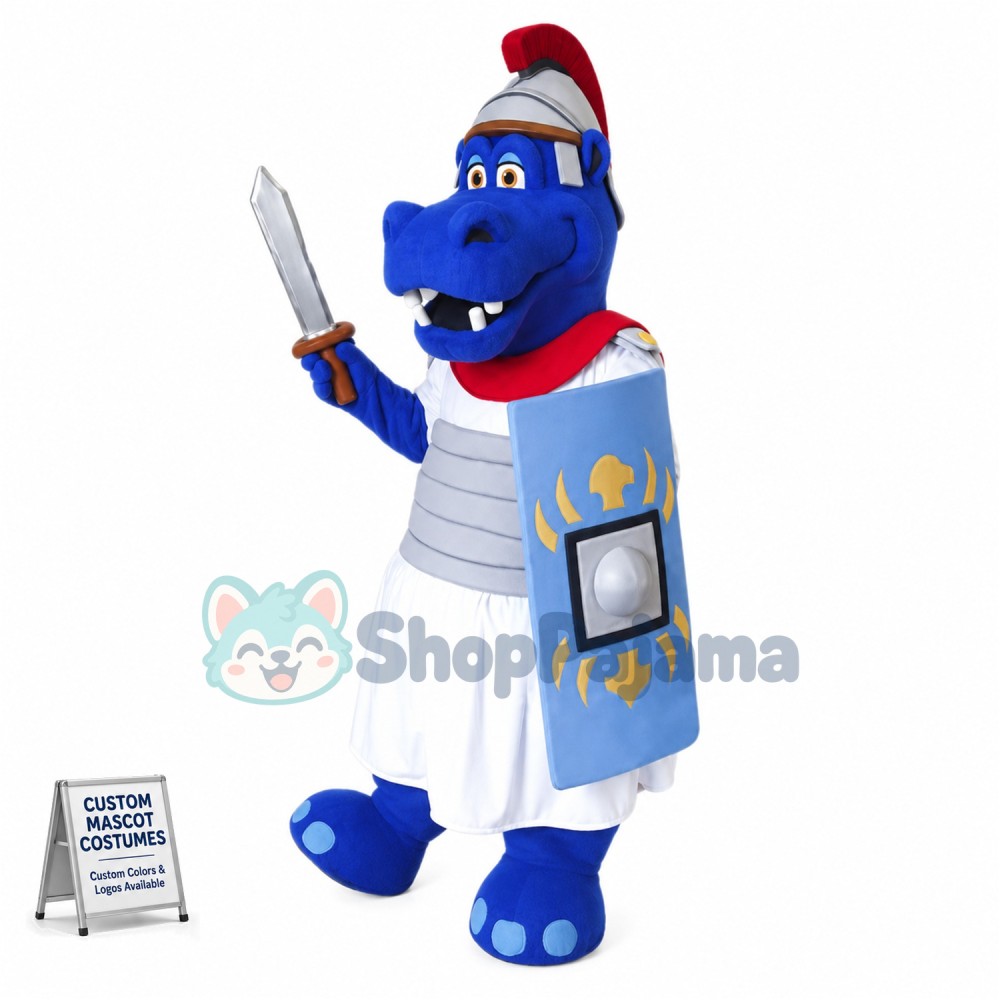 Blue Hippo Mascot Costume