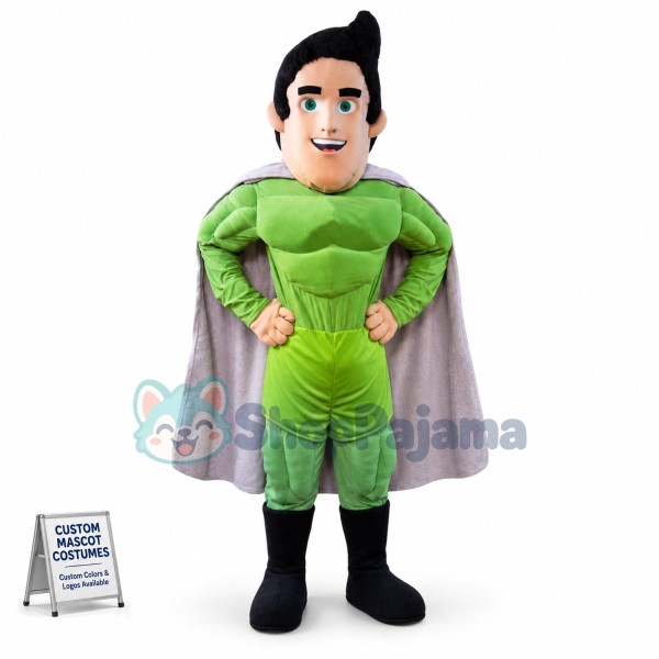 Green Hero Super Man Mascot Costume