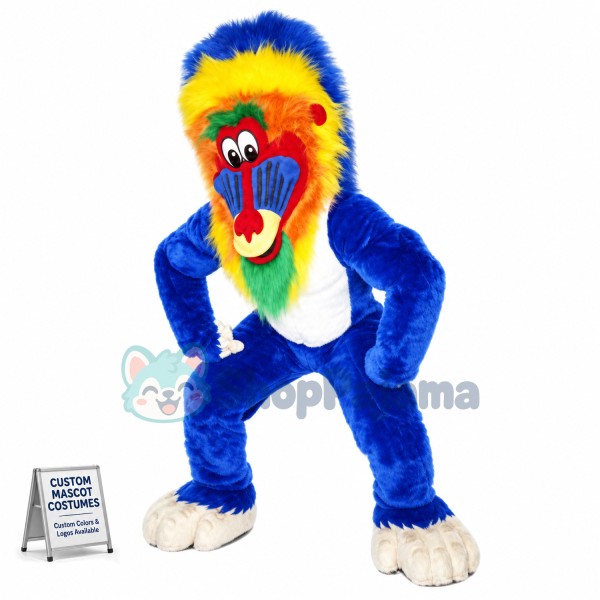Blue Baboon Mascot Costume