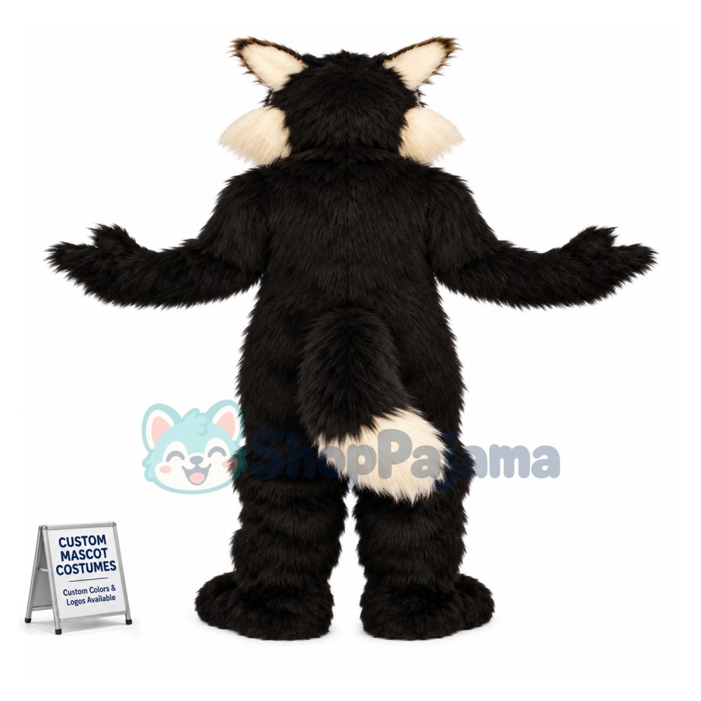 Black & White Wolf Mascot Costume Custom Mascot