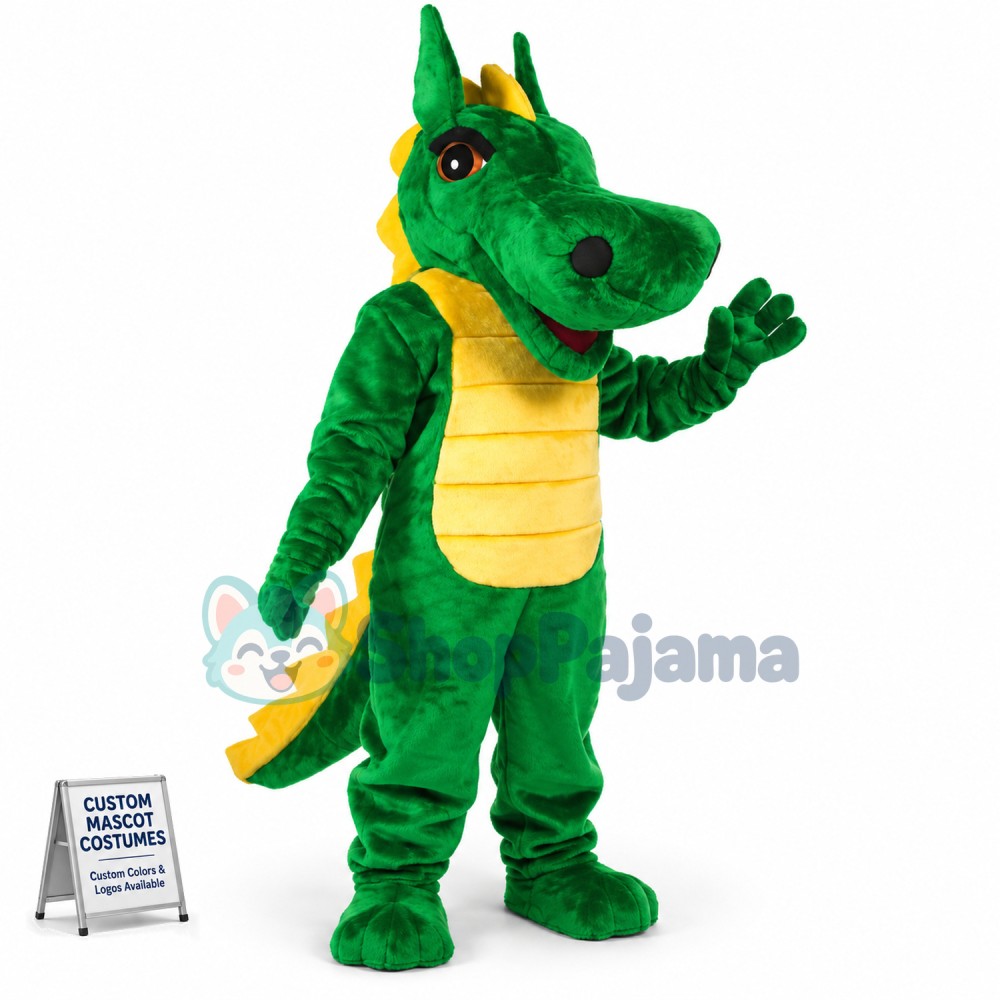 Big Green Dragon Mascot Costume
