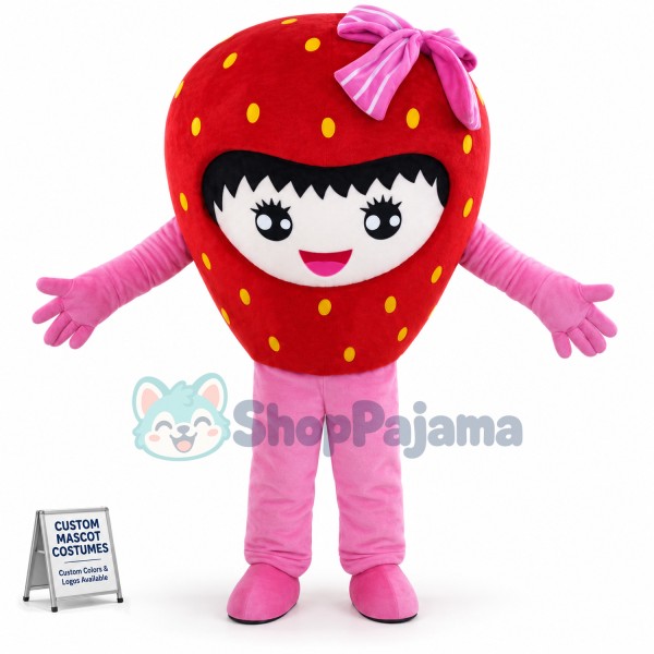 Happy Strawberry Girl Mascot Costume