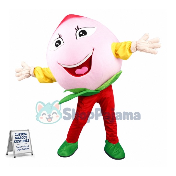 Pink Peach Mascot Costume