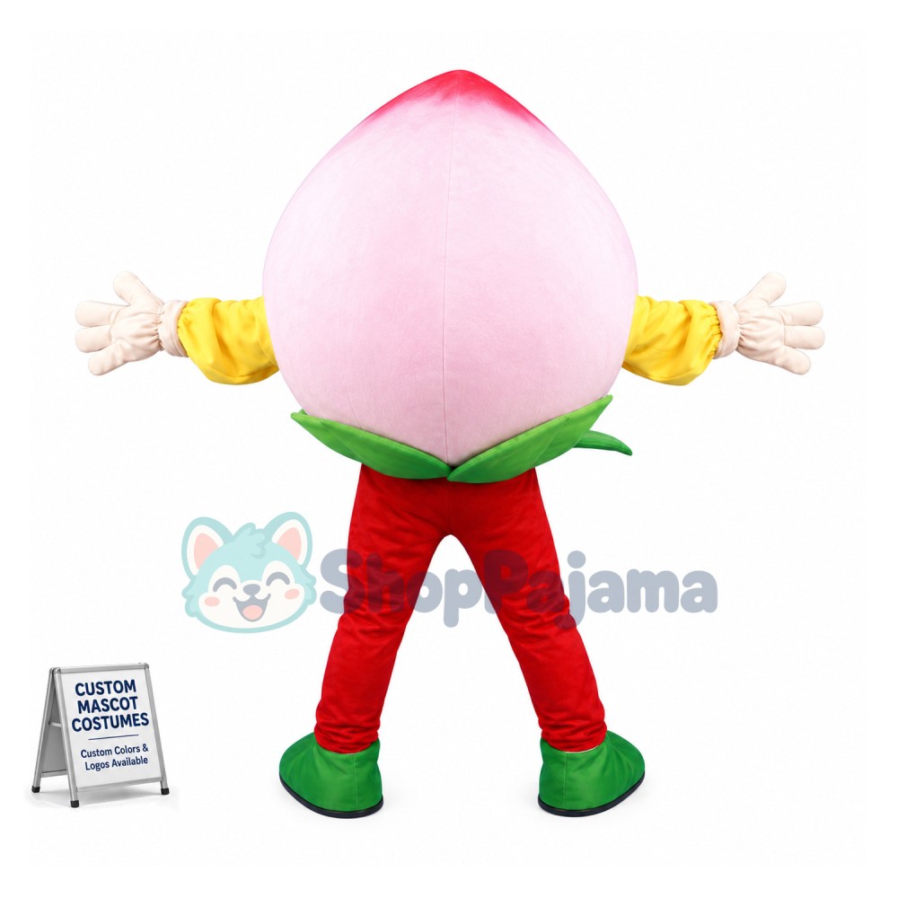 Pink Peach Mascot Costume