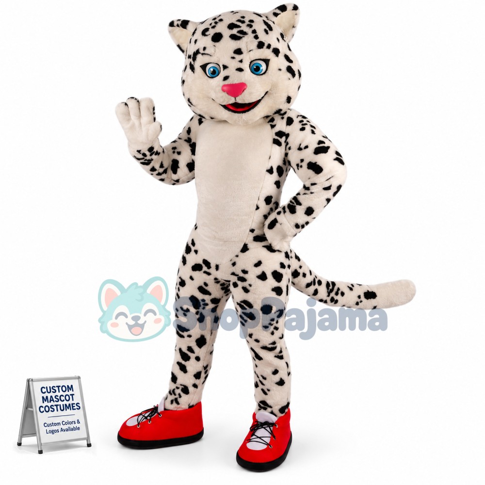 Happy Snow Leopard Mascot Costume