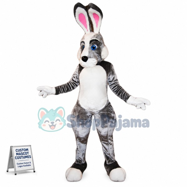 Black White Pink Rabbit Mascot Costume