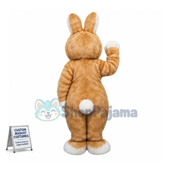 Brown Pink Bunny Mascot Costume