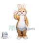 Brown Pink Bunny Mascot Costume