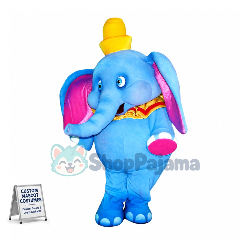 Super Cute Blue Elephant Mascot Costume