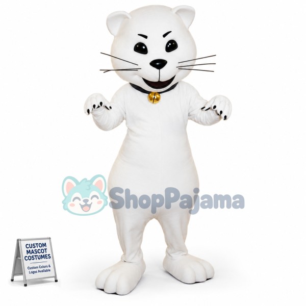 Top Quality White Cat Mascot Costume