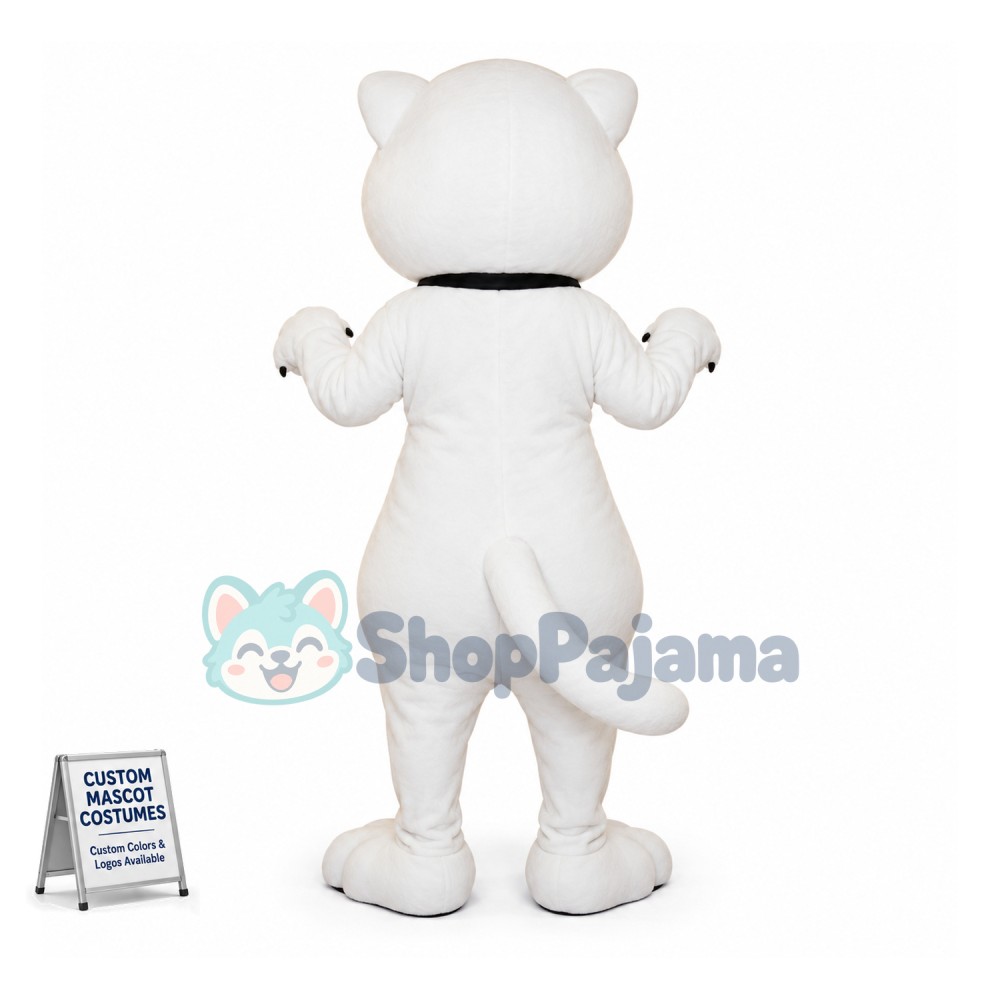Top Quality White Cat Mascot Costume