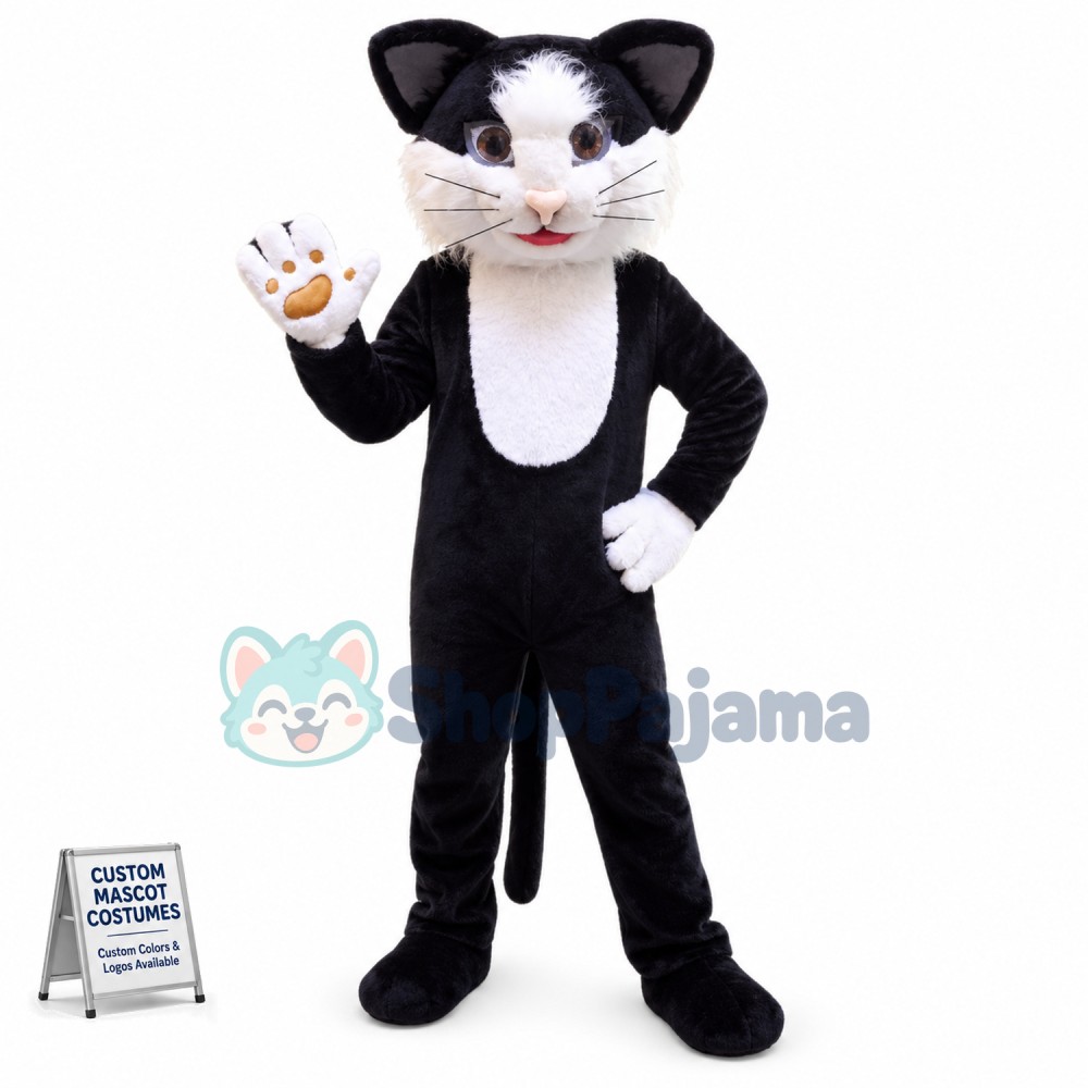 Best Quality Black White Cat Mascot Costume