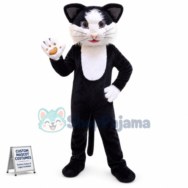 Best Quality Black White Cat Mascot Costume