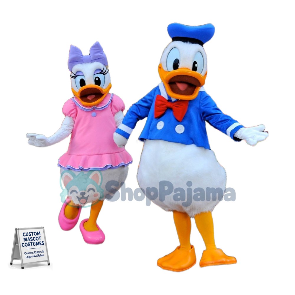 Love Donald Duck Couple Mascot Adult Plush Costume