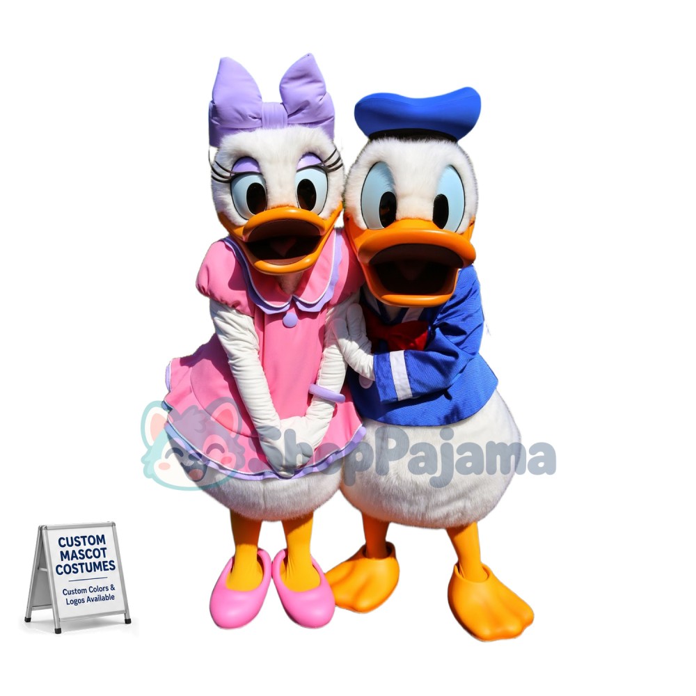 Love Donald Duck Couple Mascot Adult Plush Costume