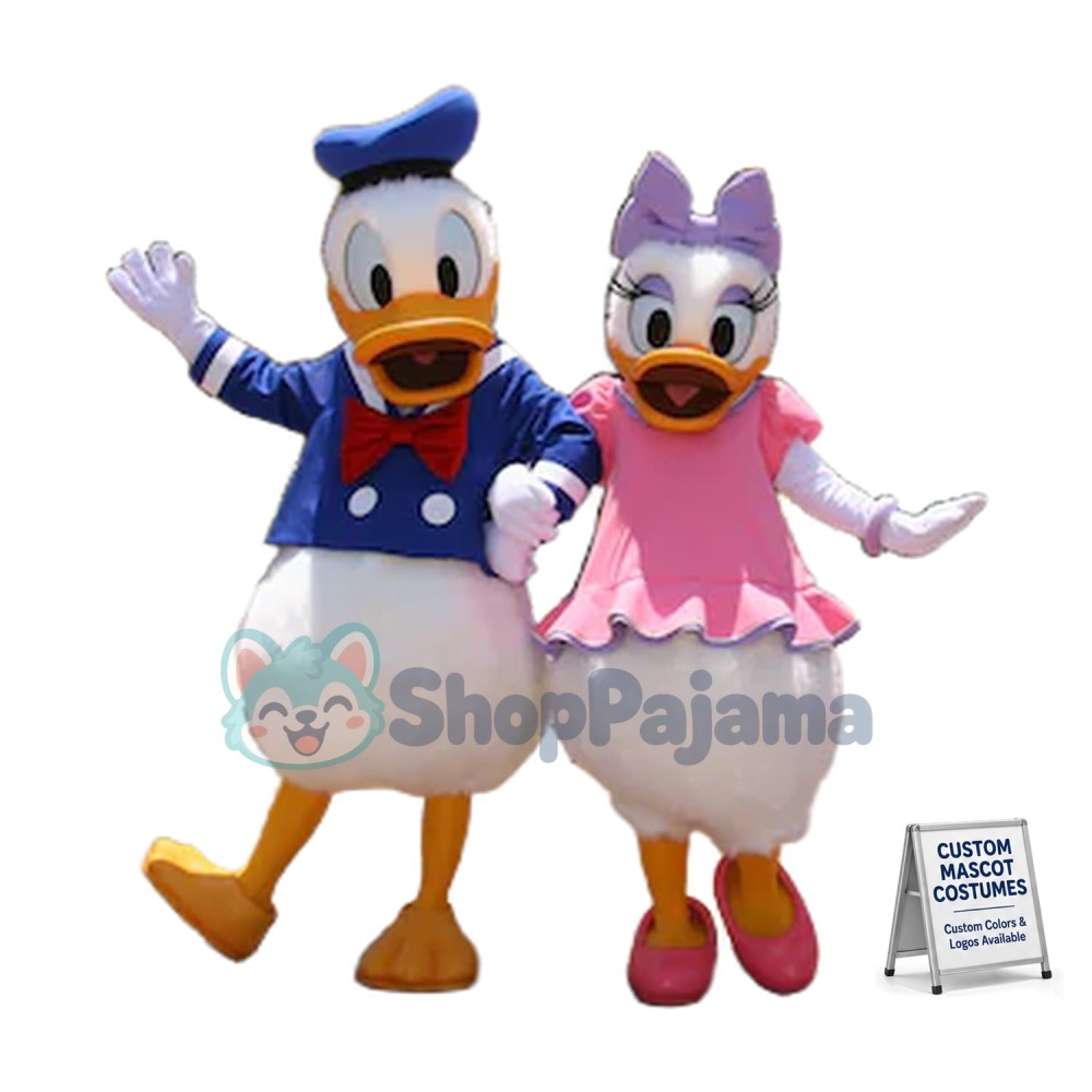 Love Donald Duck Couple Mascot Adult Plush Costume
