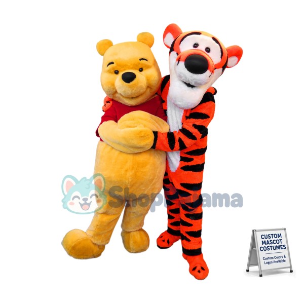 Harmonious Pooh Bear and Tigger Friends Mascot Costume