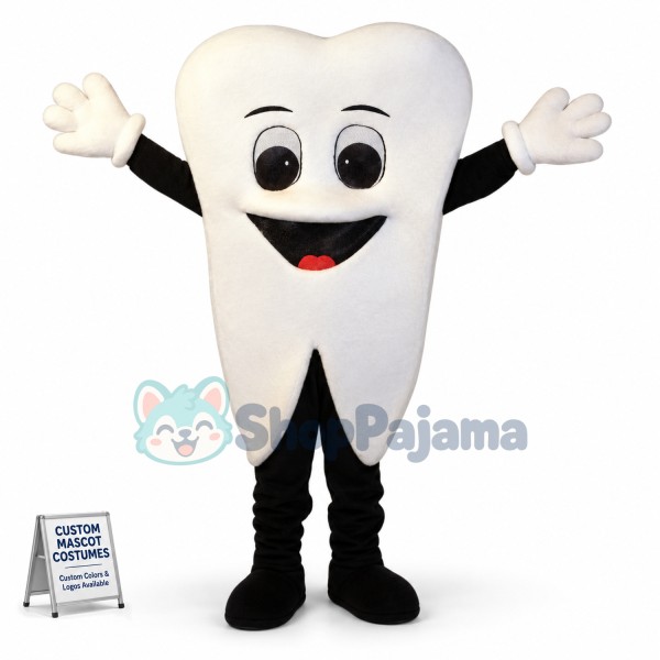 Sturdy Pure White Tooth Cartoon Mascot Costume