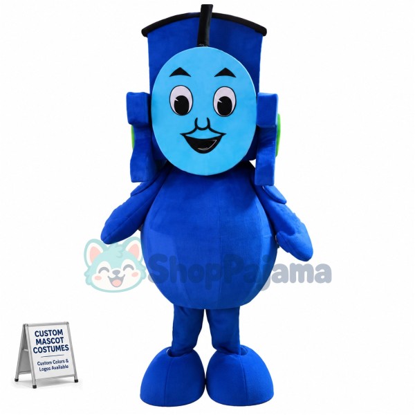 Blue Thomas Locomotive Mascot Cartoon Costume