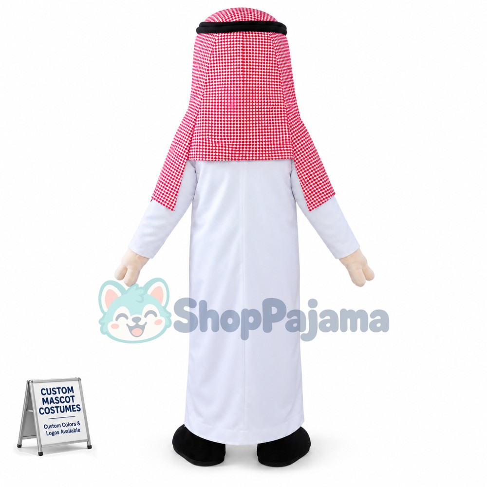 Traditional Arab Man With Pink Turban Mascot Costume