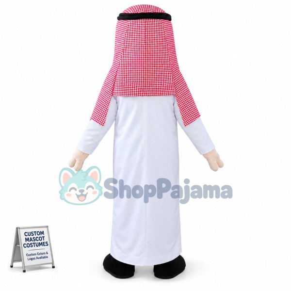 Traditional Arab Man With Pink Turban Mascot Costume