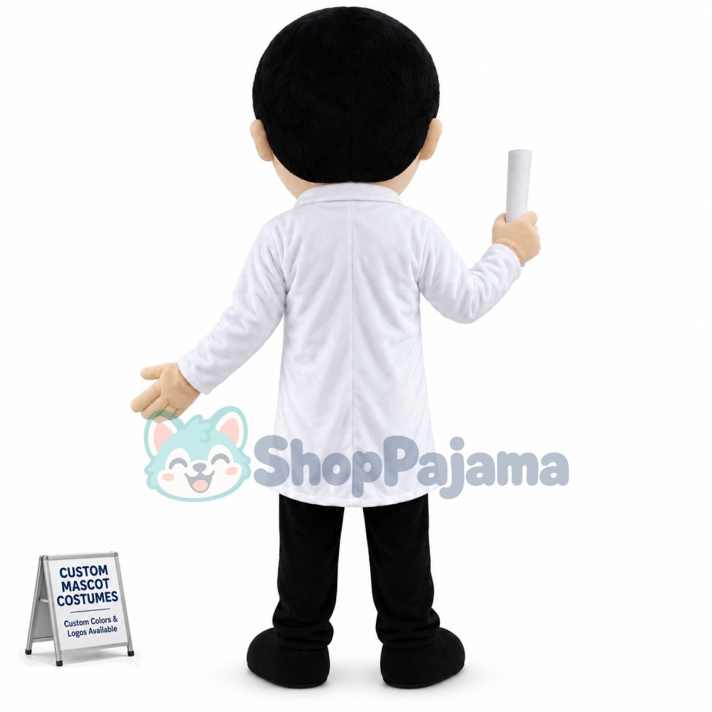 Guiding Expert Holding Drawings Mascot Costume