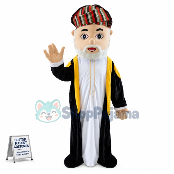 Friendly White Beard Indian Grandpa Mascot Costume