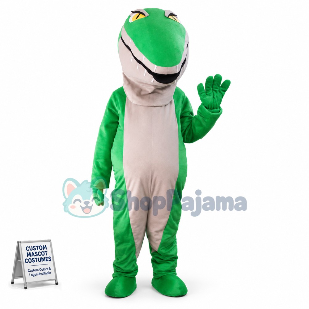 Green Snake With Vertical Pupil Mascot Costume
