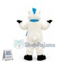 White Hairy Bear Wearing Scarf Mascot Costume