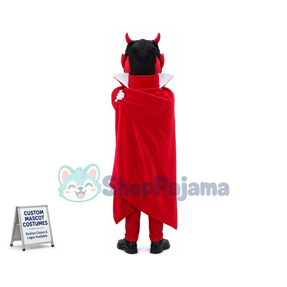 Hideous Face Demon With Red Cloak Mascot Costume