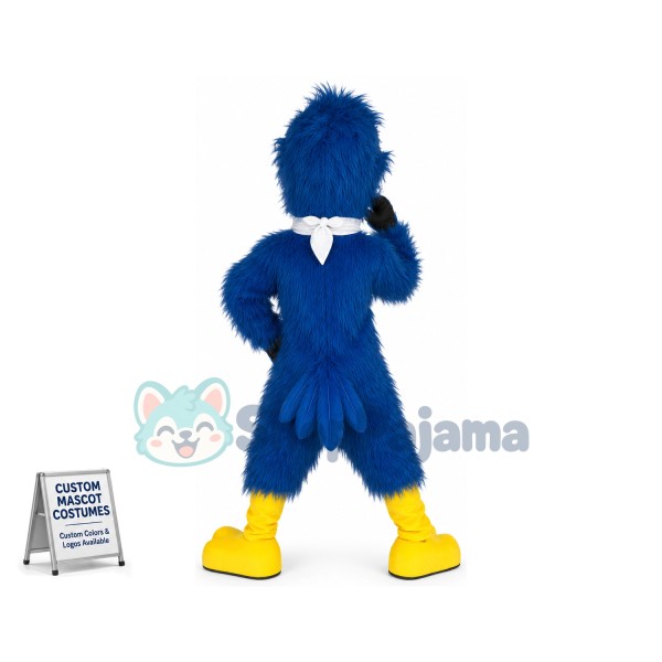 Blue Bird Wearing Square Scarf Mascot Costume
