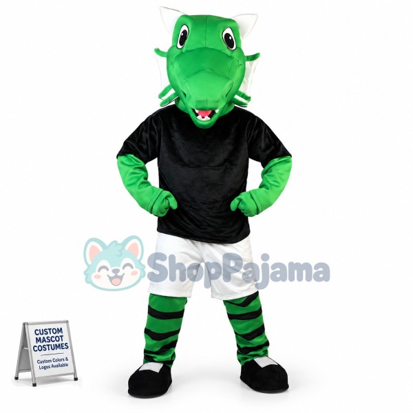 Stout The Energetic Green Dragon Mascot Costume