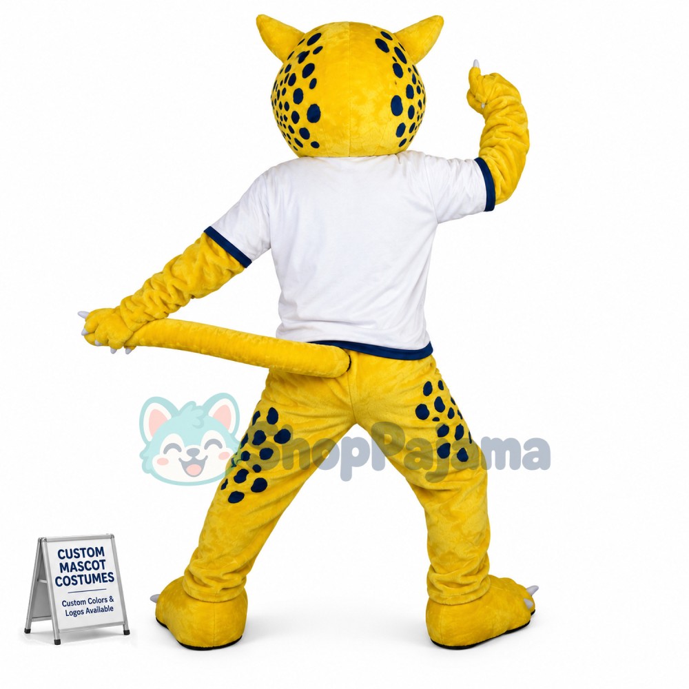 Vigorous Yellow Leopard of College Mascot Costume