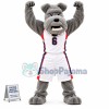 Sturdy College Gray Dog With Collar Mascot Costume