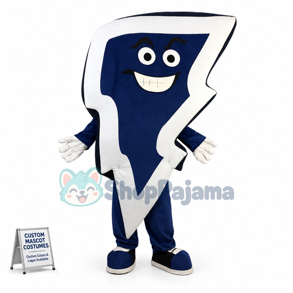 Blue Team Logo of Thunder Mascot Costume