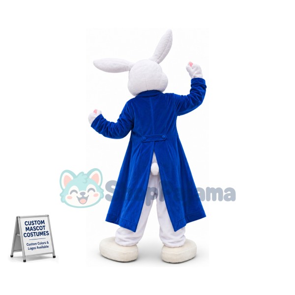 Aristocratic White Rabbit In Lace Vest Mascot Costume