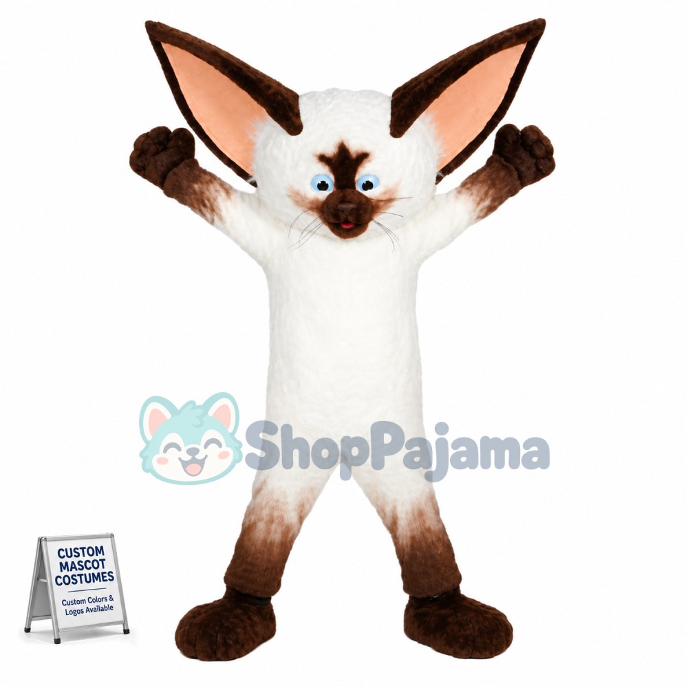 Agile Big-eared White Civet Cat Mascot Costume