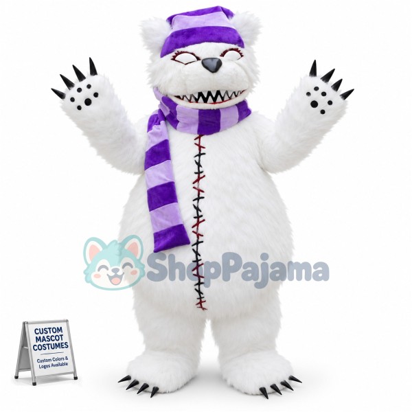 Stitched Violent Bear Mascot Adult Costume