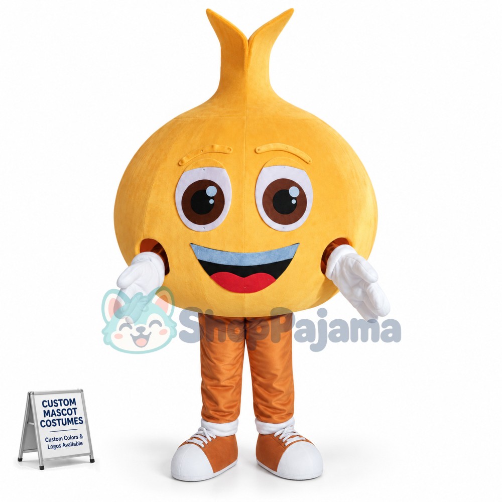 Whole Yellow Onion Cartoon Mascot Costume