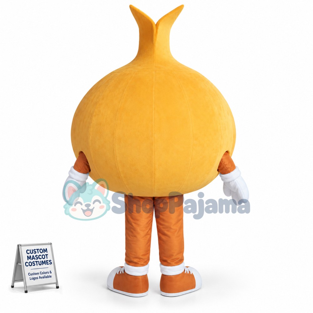 Whole Yellow Onion Cartoon Mascot Costume