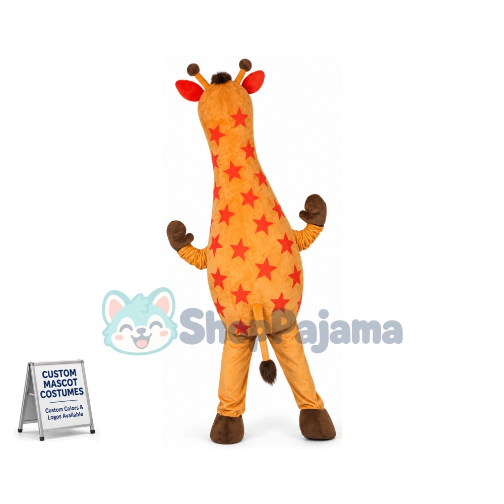 Baby Giraffe Printed With Red Stars Mascot Costume